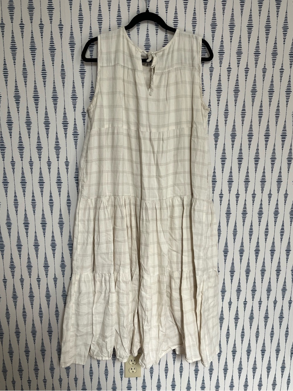 LAUDE the label slow fashion organic cotton buffalo plaid tiered prairie dress L - Picture 5 of 8